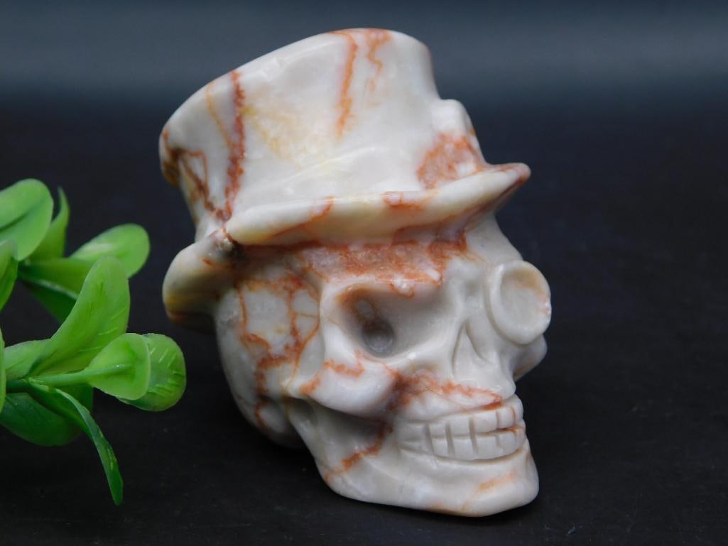 B STEAMPUNK SKULL WITH HAT ROCK STONE LAPIDARY SPECIMEN: B STEAMPUNK SKULL WITH HAT ROCK STONE LAPIDARY SPECIMEN