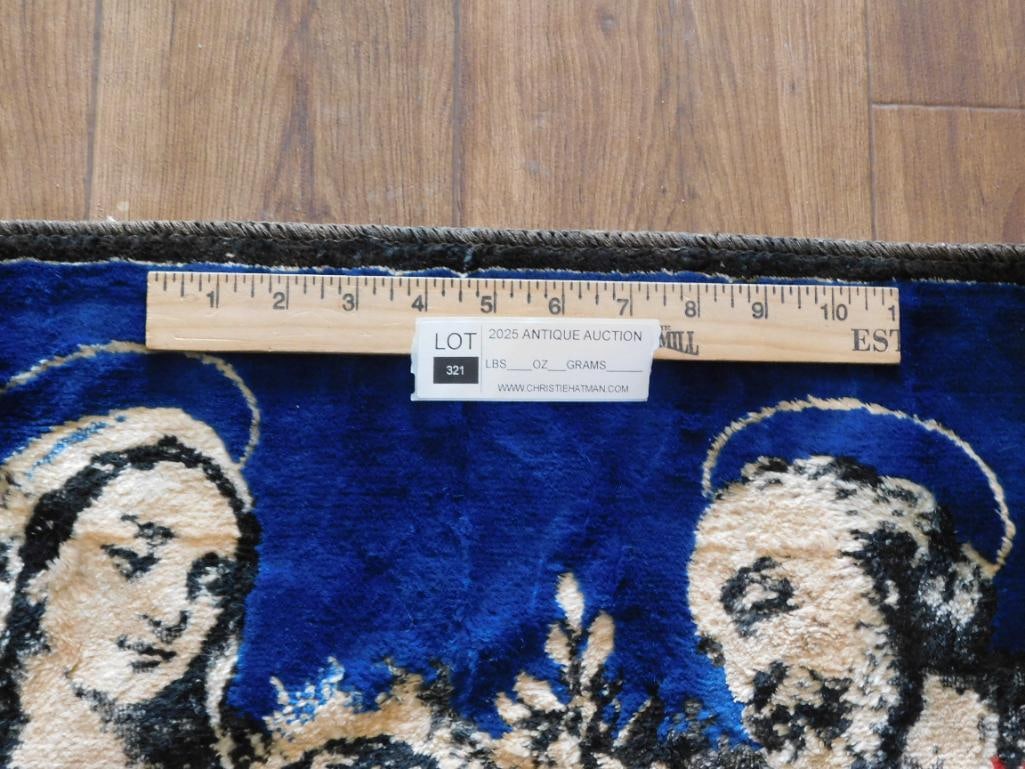 velvet Rectangular Tapestry Depicting Religious Scene - 2