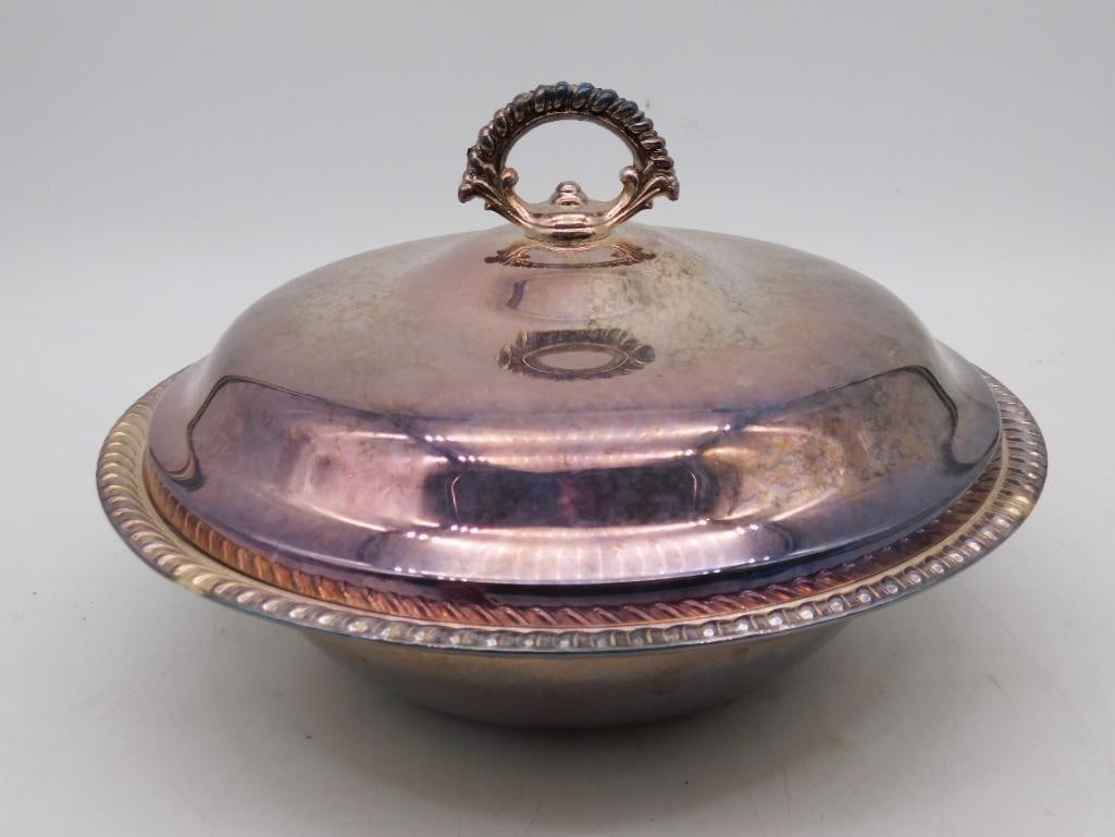 SILVER-PLATED COVERED SERVING DISH VINTAGE ANTIQUE (1 of 3)