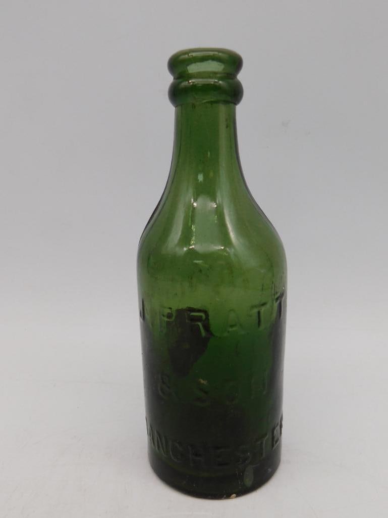 GREEN GLASS BLOB TOP TURN OF THE CENTURY BOTTLE VINTAGE ANTIQUE: GREEN GLASS BLOB TOP TURN OF THE CENTURY BOTTLE VINTAGE ANTIQUE