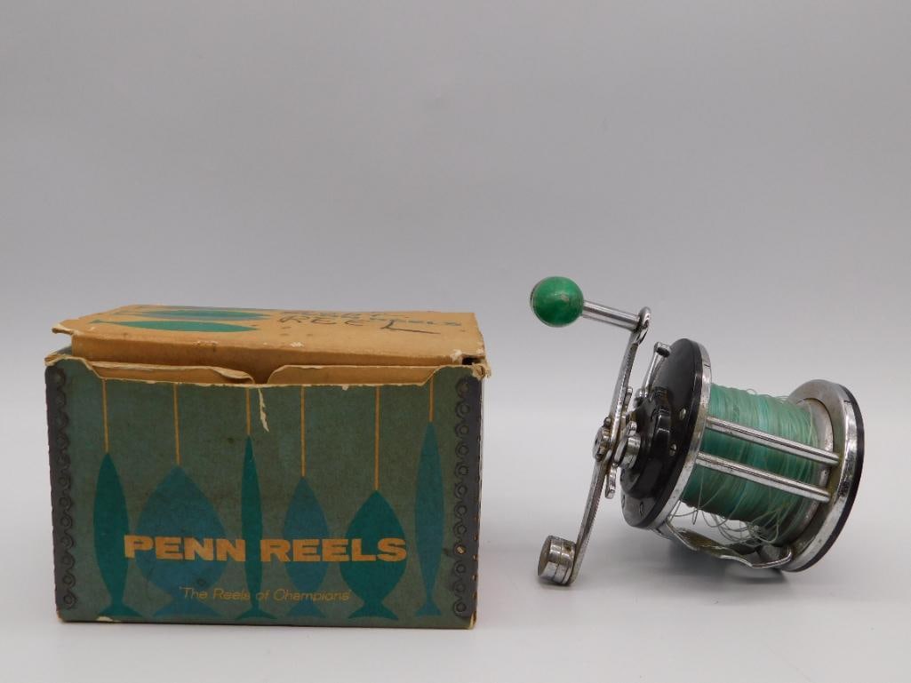 PENN FISHING REEL LONG BEACH METAL SPOOL STAR DRAG WITH ORIGINAL BOX VINTAGE OUTDOOR (1 of 6)