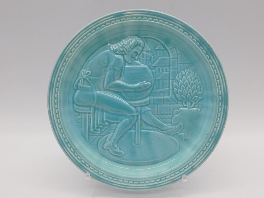 VINTAGE TURQUOISE CERAMIC PLATE THE AMERICAN POTTER (1 of 2)