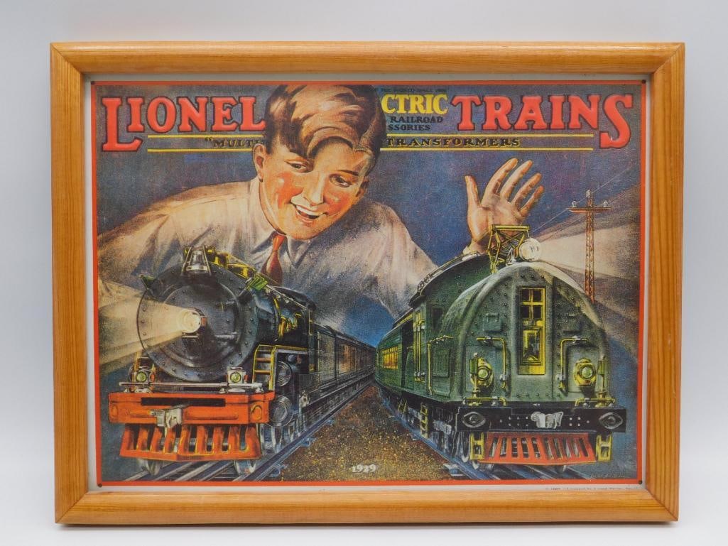 FRAMED WALL PRINT REPRODUCTION OF 1929 LIONEL ELECTRIC TRANS CATALOG COVER (1 of 3)