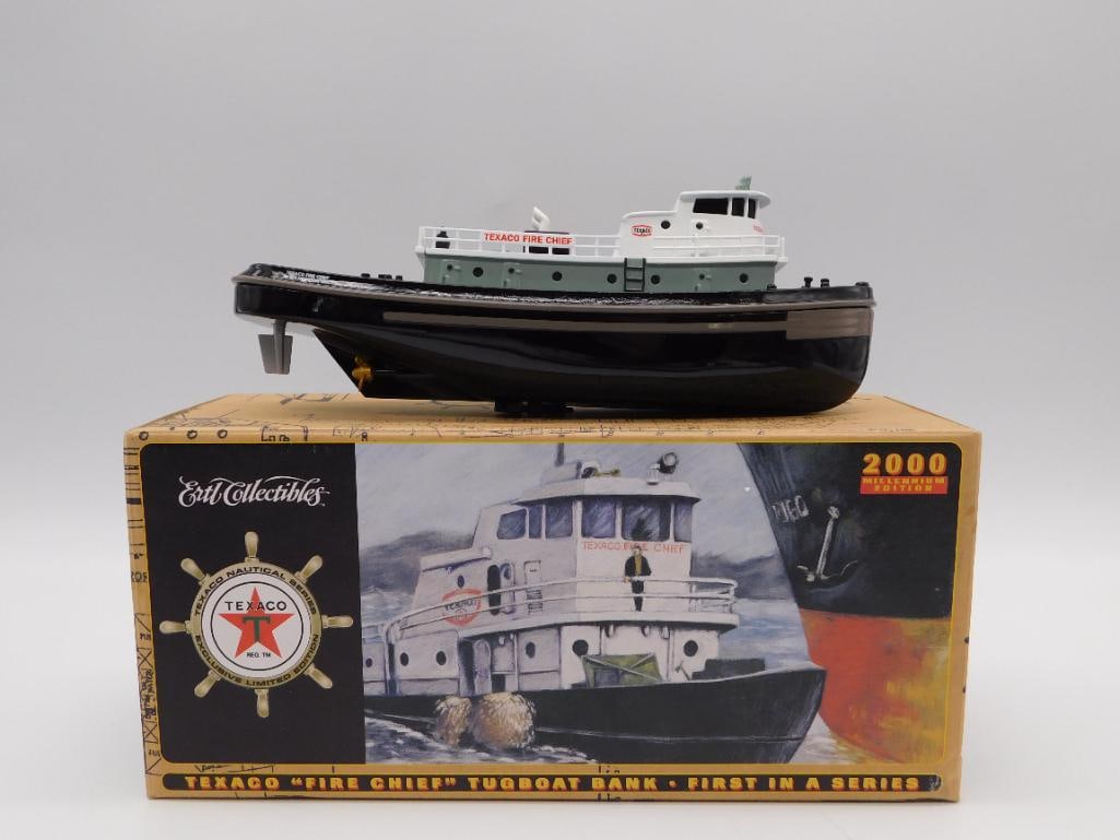2000 ERTL TEXACO FIRE CHIEF TUGBOAT DIE-CAST METAL COIN BANK (1 of 3)