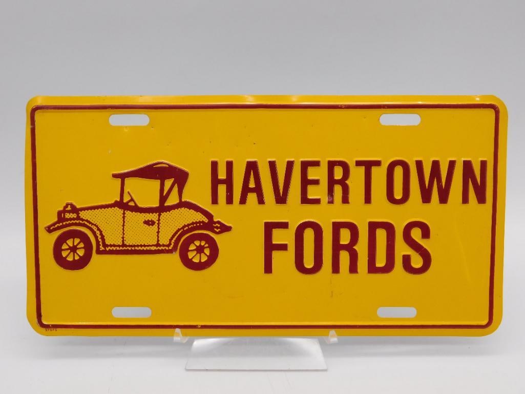 HAVERTOWN FORDS METAL LICENSE PLATE SIGN: HAVERTOWN FORDS METAL LICENSE PLATE SIGN