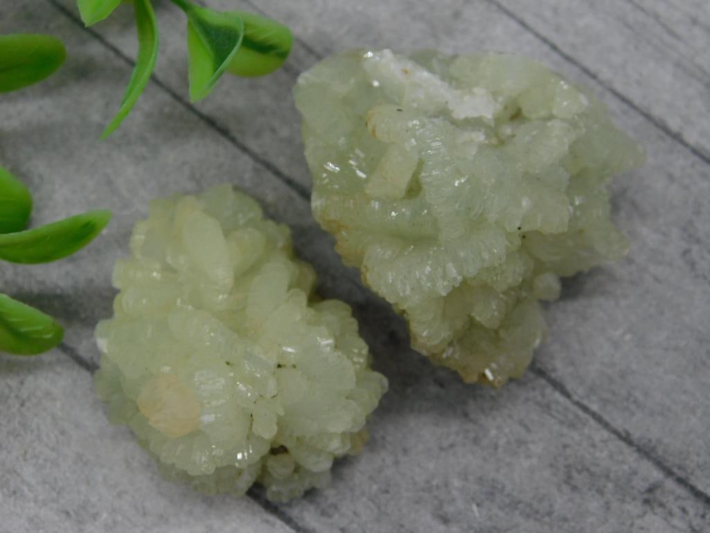 Two Green Crystalline Mineral Specimens: Two Green Crystalline Mineral Specimens