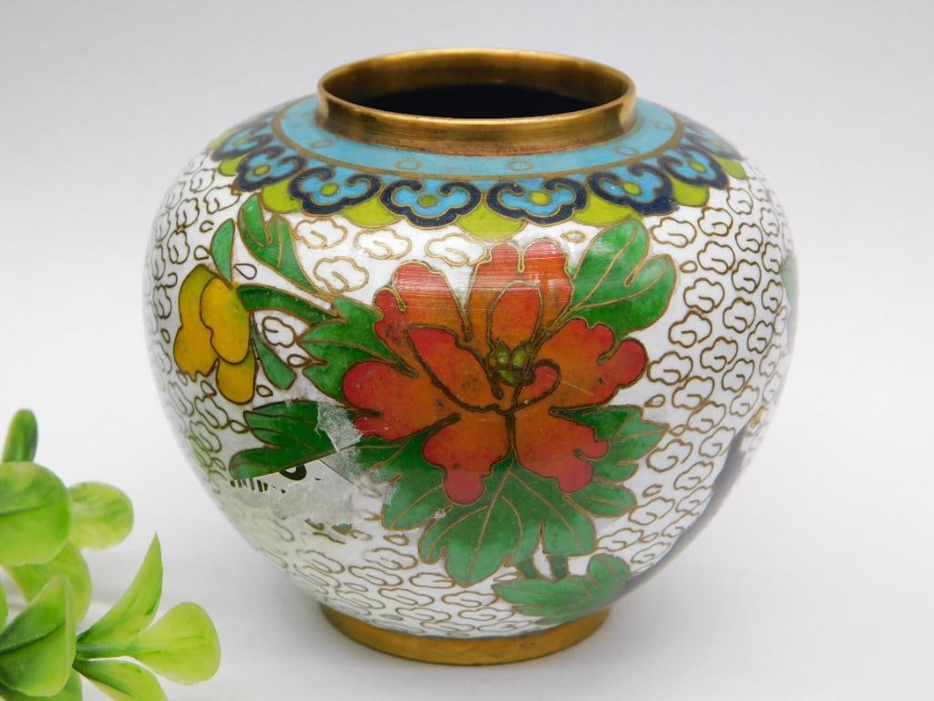 C CHINESE CLOISONNE VASE VINTAGE ANTIQUE (1 of 2)