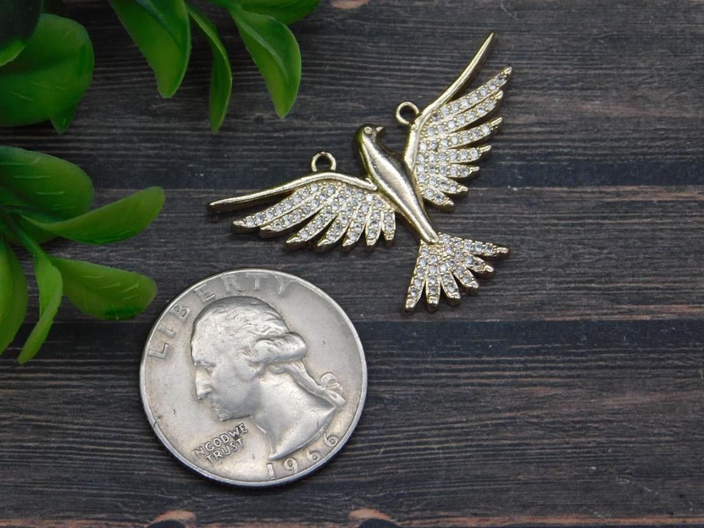 RHINESTONE BIRD PENDANT - 2
