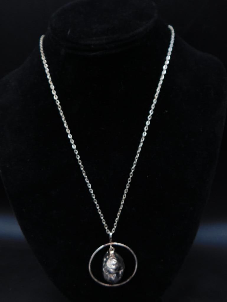 GEODE SLICE PENDANT ON CHAIN NECKLACE ROCK STONE LAPIDARY SPECIMEN (1 of 3)