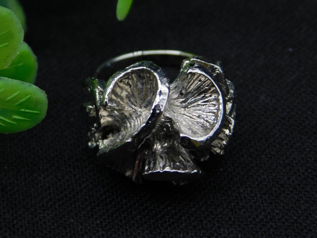 SILVER-TONE RING ROCK STONE LAPIDARY SPECIMEN (1 of 2)