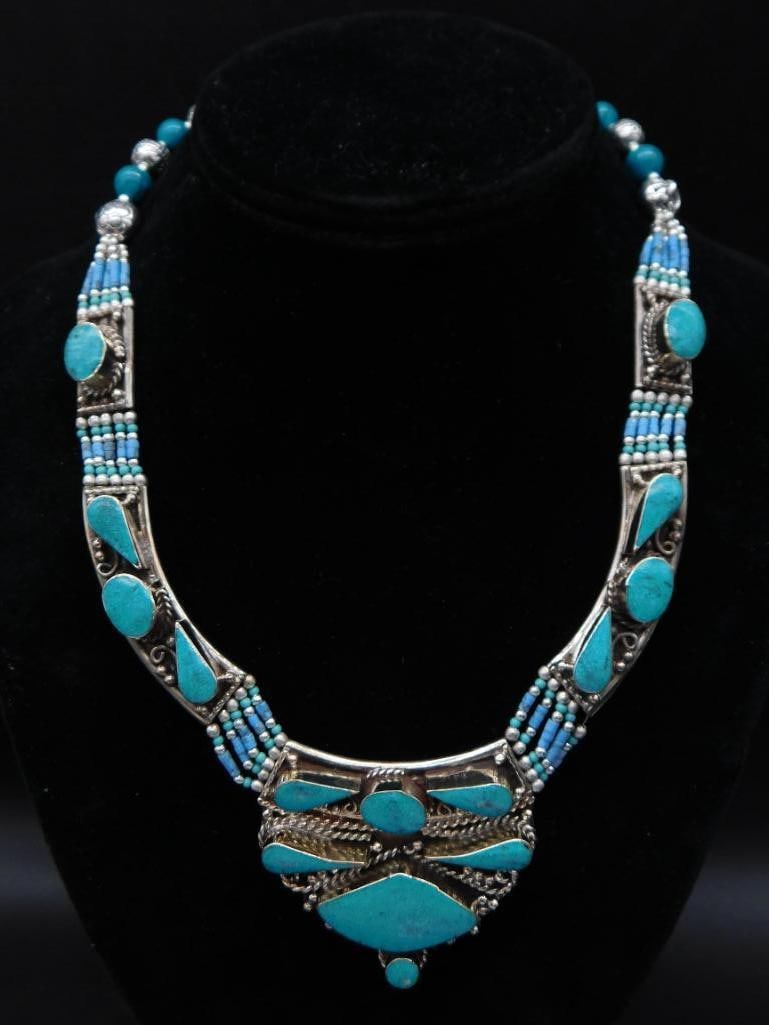 TURQUOISE NECKLACE ROCK STONE LAPIDARY SPECIMEN: TURQUOISE NECKLACE ROCK STONE LAPIDARY SPECIMEN