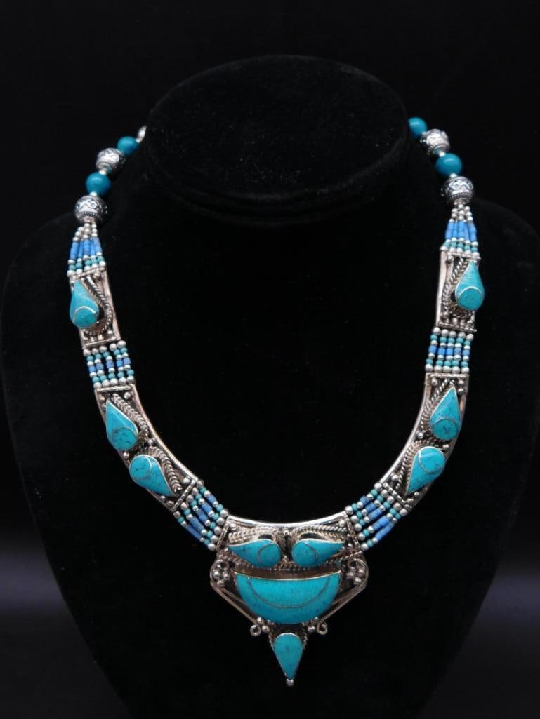 TURQUOISE NECKLACE ROCK STONE LAPIDARY SPECIMEN: TURQUOISE NECKLACE ROCK STONE LAPIDARY SPECIMEN