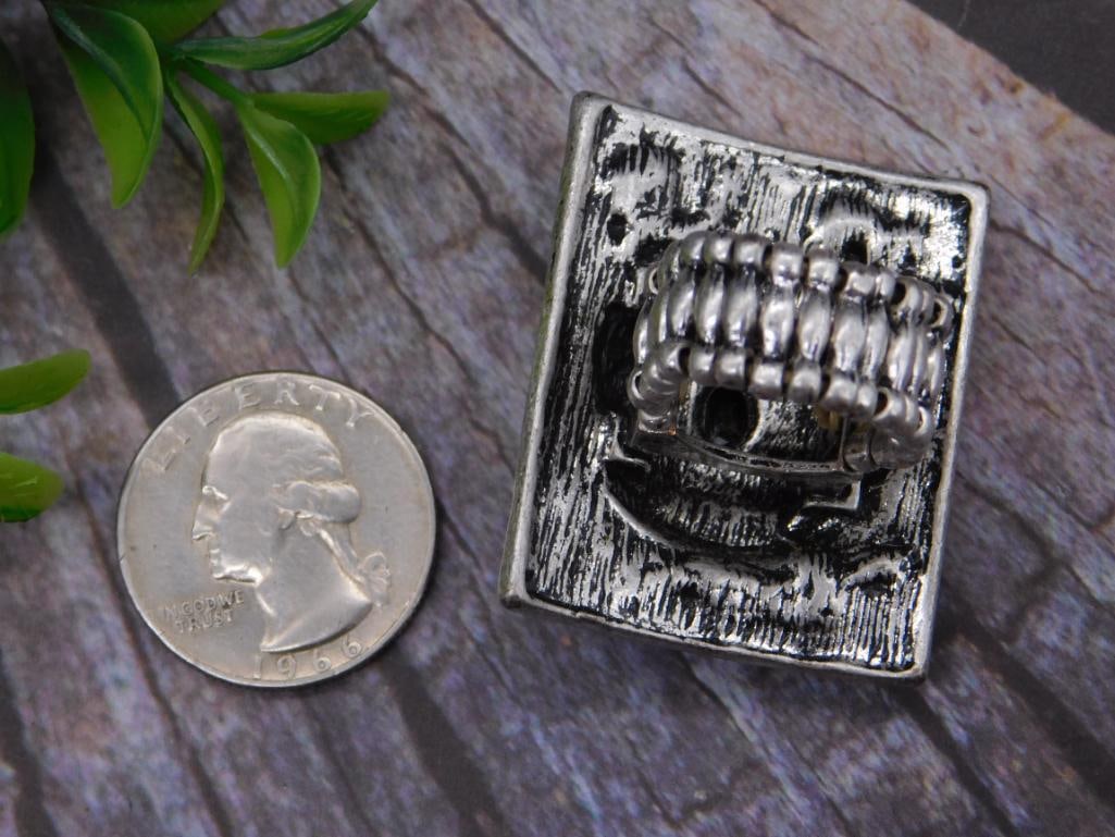 STONE-STUDDED CROWN ADJUSTABLE RING - 2