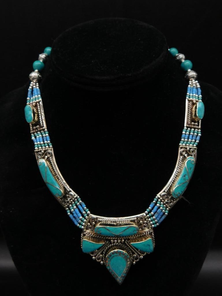 TURQUOISE NECKLACE ROCK STONE LAPIDARY SPECIMEN: TURQUOISE NECKLACE ROCK STONE LAPIDARY SPECIMEN