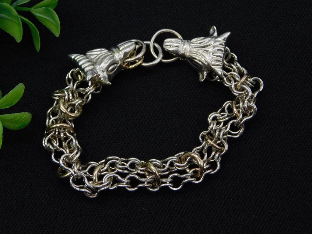 VIKING-STYLE CHAINMAILLE BRACELET WITH WOLF HEAD CLASP (1 of 2)