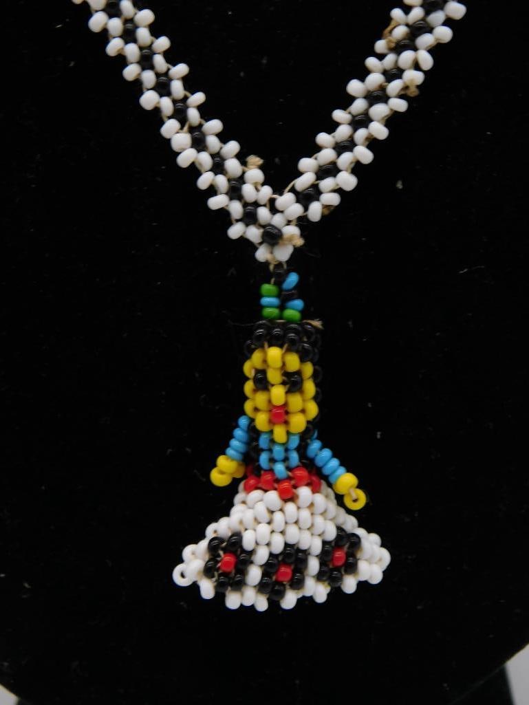 SEED BEAD KACHINA NECKLACE ROCK STONE LAPIDARY SPECIMEN: SEED BEAD KACHINA NECKLACE ROCK STONE LAPIDARY SPECIMEN