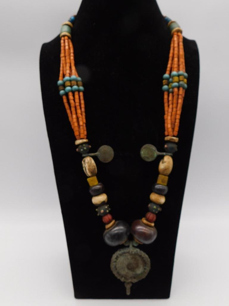 AFRICAN TRADE BEAD CEREMONIAL ORNATE NECKLACE (1 of 2)