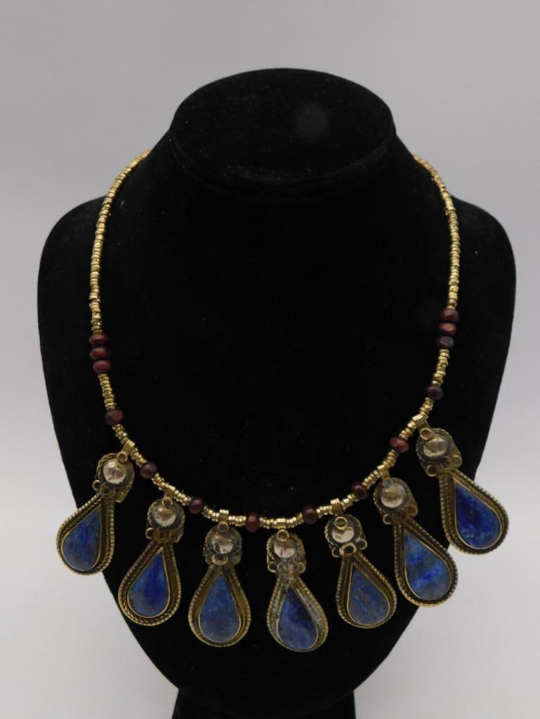 LAPIS LAZULI TEARDROP NECKLACE ROCK STONE LAPIDARY SPECIMEN (1 of 1)