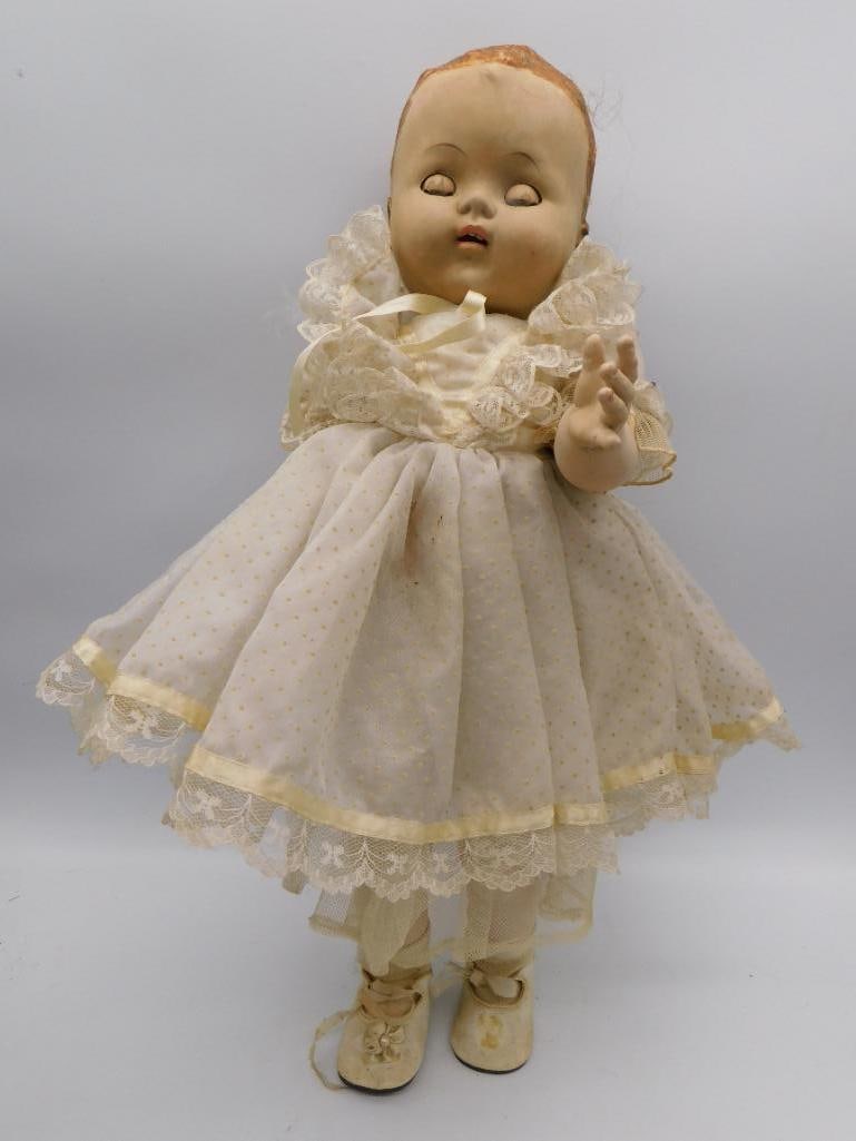 VINTAGE COMPOSITION BABY DOLL WITH SLEEPY EYES ANTIQUE TOY: VINTAGE COMPOSITION BABY DOLL WITH SLEEPY EYES ANTIQUE TOY