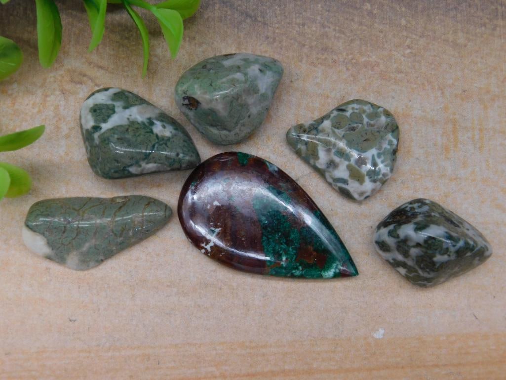 CHRYSOCOLLA CABOCHON AND CAMOUFLAGE AGATE ROCK STONE LAPIDARY SPECIMEN (1 of 3)