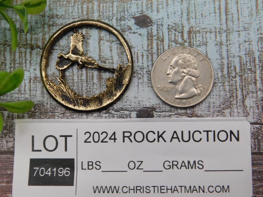 Brass Circular Pheasant Ornament - 2