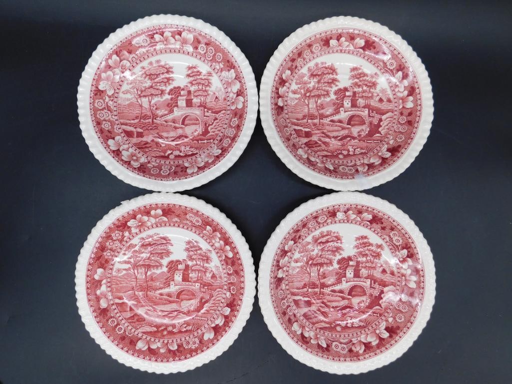 COPELAND PINK TOWER PLATES SET OF 4 VINTAGE ANTIQUE (1 of 4)