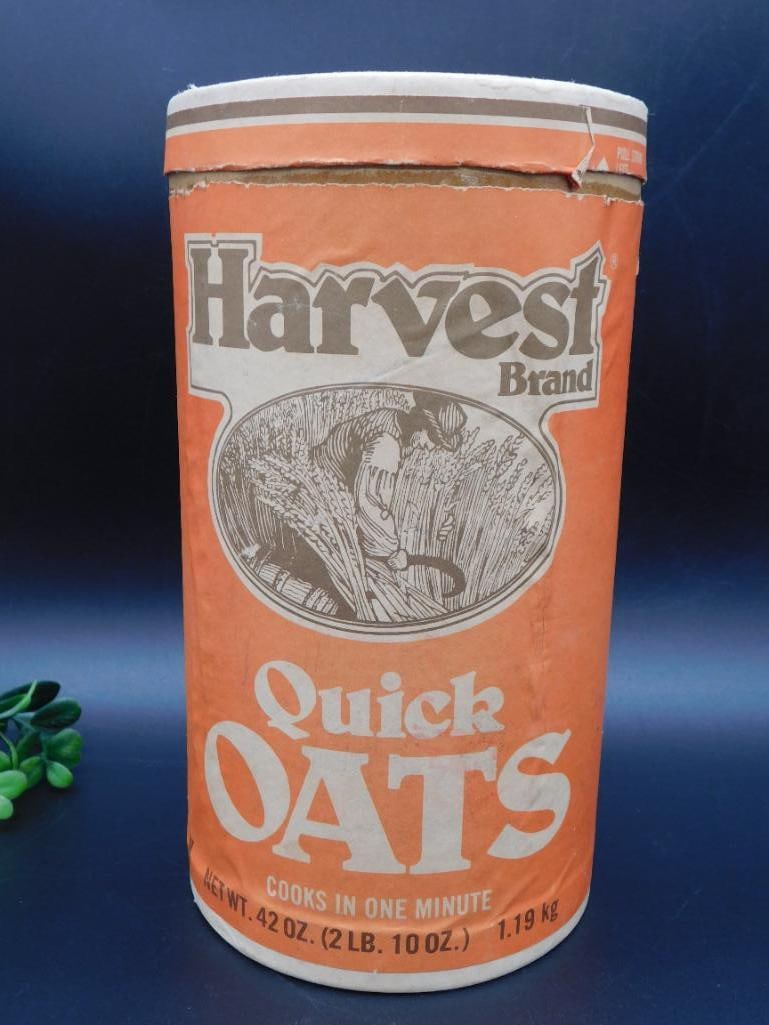 HARVEST QUICK OATS ADVERTISING CONTAINER VINTAGE ANTIQUE (1 of 2)