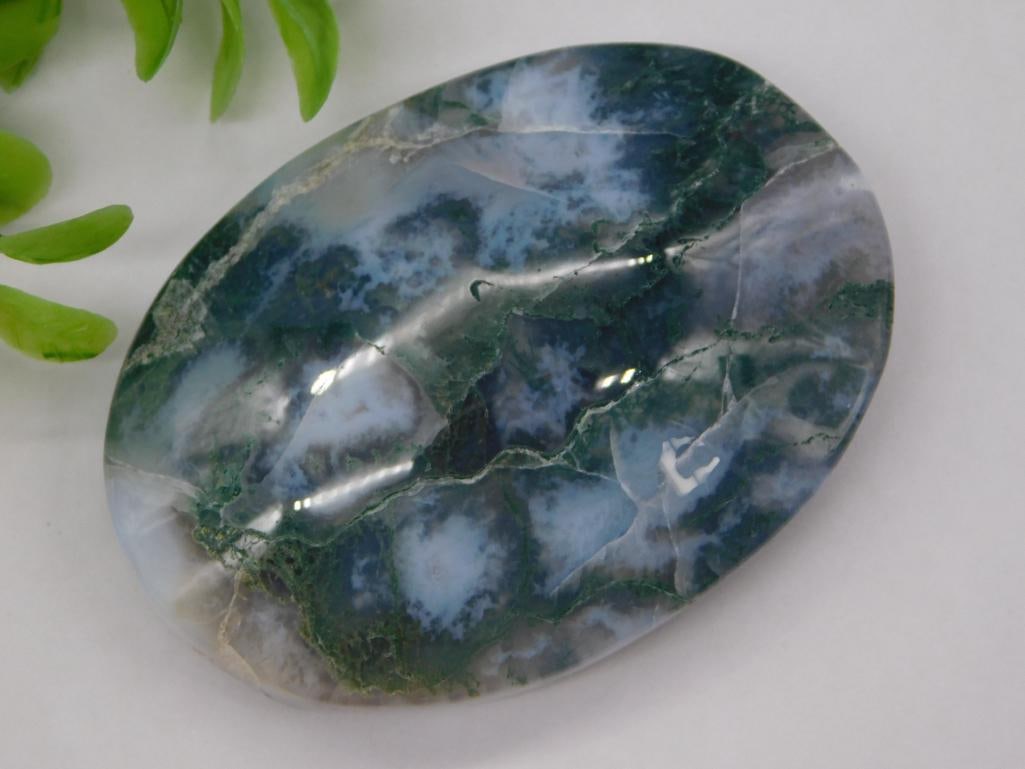 C MOSS PLUME AGATE ROCK STONE LAPIDARY SPECIMEN (1 of 2)