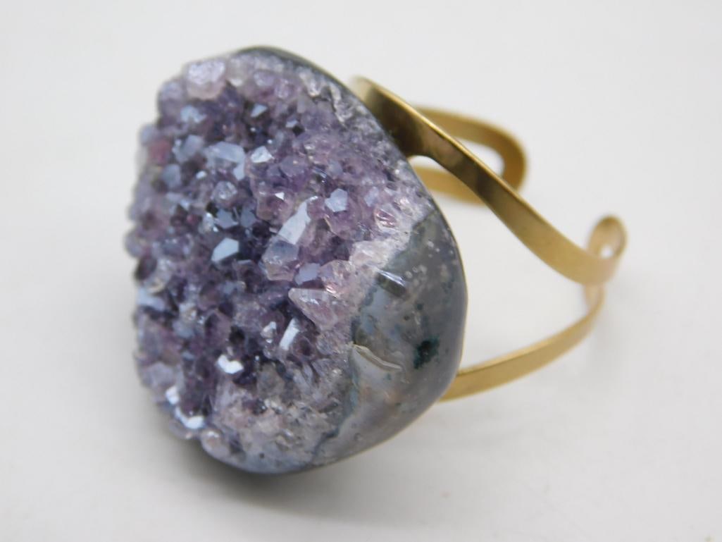 DRUZY AMETHYST ADJUSTABLE RING ROCK STONE LAPIDARY SPECIMEN (1 of 4)