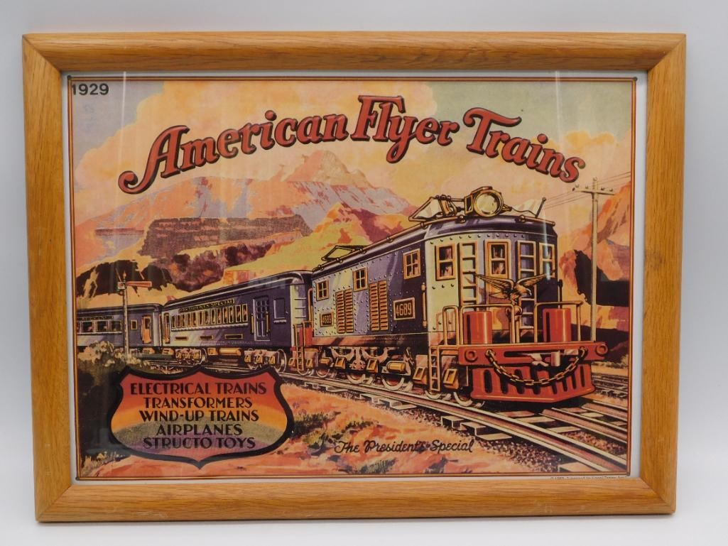 FRAMED WALL PRINT REPRODUCTION OF AMERICAN FLYER TRAINS LIONEL ELECTRIC TRANS CATALOG COVER (1 of 3)