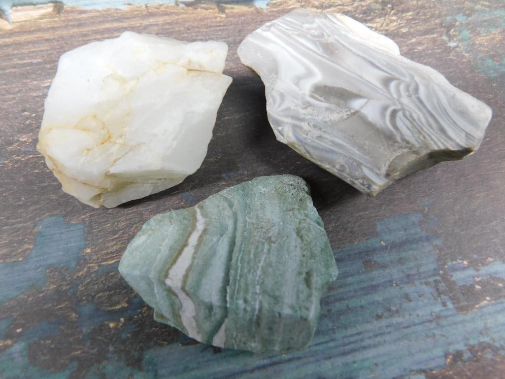 Three Decorative Rock Stone Lapidary Specimen: Three Decorative Rock Stone Lapidary Specimen