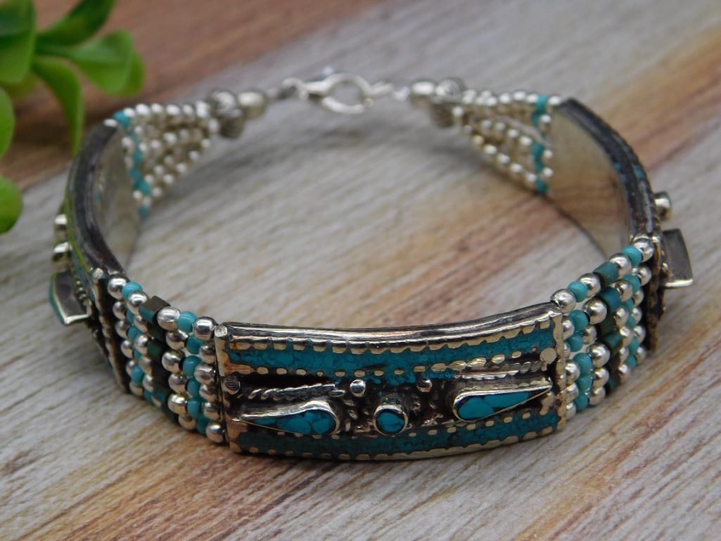 TURQUOISE BRACELET ROCK STONE LAPIDARY SPECIMEN (1 of 2)