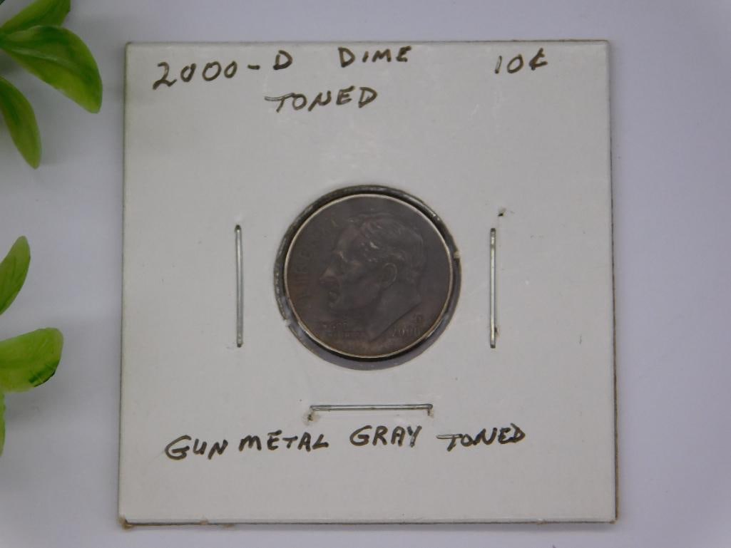 2000-D US ROOSEVELT DIME DENVER MINT GUNMETAL GRAY TONED (1 of 2)
