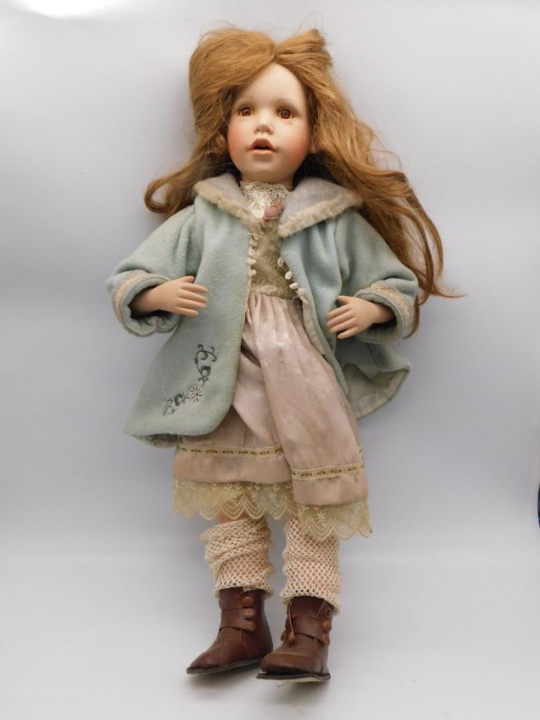 DUCK HOUSE HEIRLOOM DOLL WITH RED HAIR AND BLUE COAT VINTAGE ANTIQUE TOY (1 of 5)