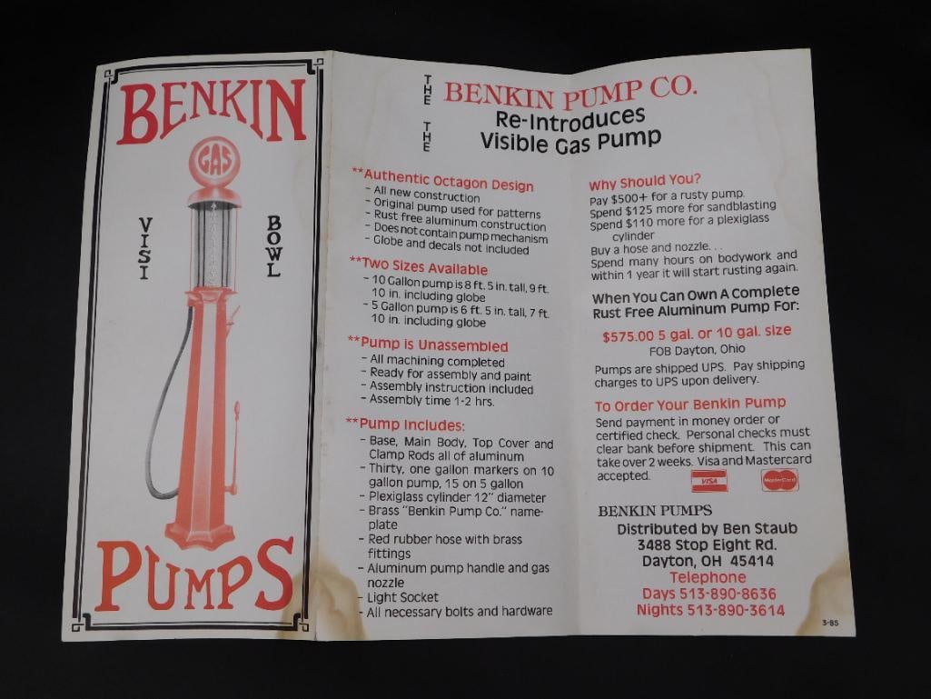 BENKIN PUMPS VINTAGE ADVERTISING AUTOMOBILIA BROCHURE (1 of 2)