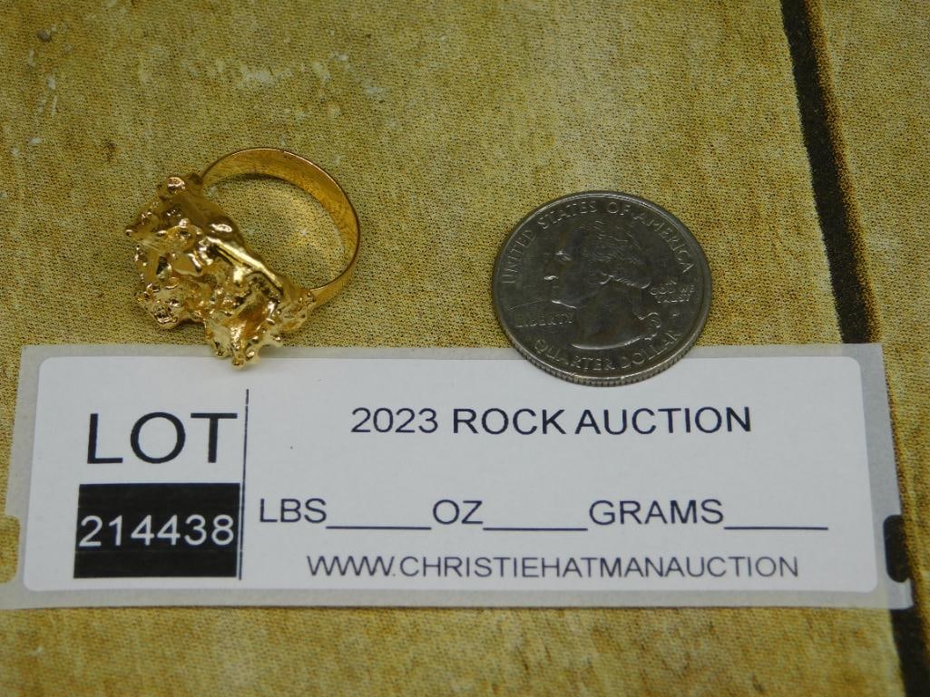 GOLD TONE HAMMERED RING - 2