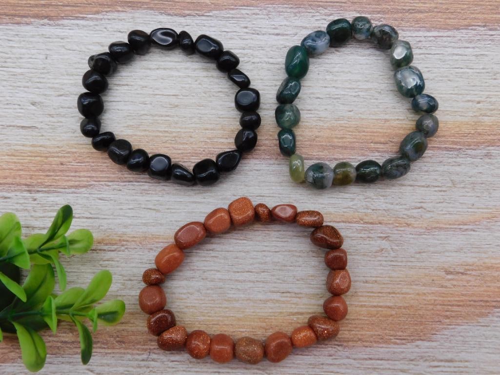 GENUINE STONE BEADED BRACELET ROCK STONE LAPIDARY SPECIMEN (1 of 2)