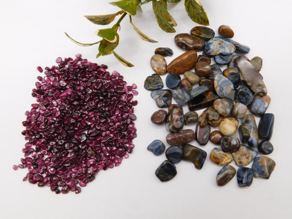 GARNET AND PIETERSITE ROCK STONE LAPIDARY SPECIMEN: GARNET AND PIETERSITE ROCK STONE LAPIDARY SPECIMEN