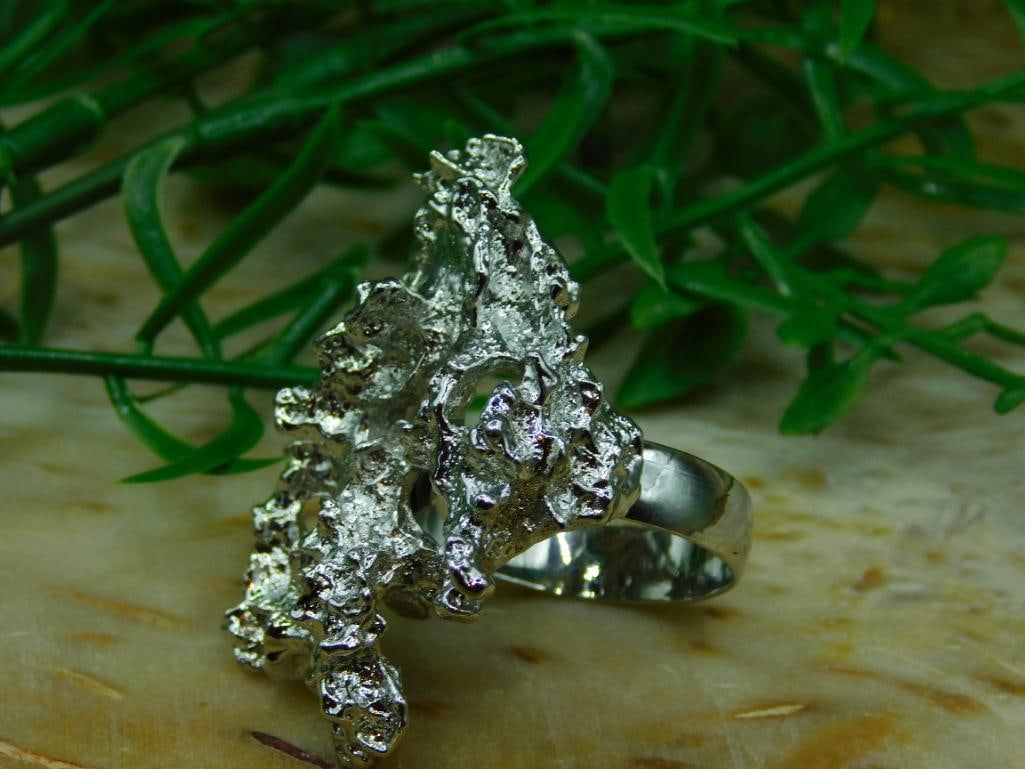 SILVER CLUSTER RING ROCK STONE LAPIDARY SPECIMEN - 3