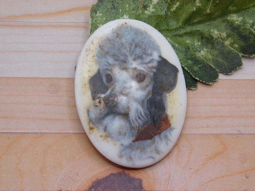PAINTED DOG CABOCHON ROCK STONE LAPIDARY SPECIMEN: PAINTED DOG CABOCHON ROCK STONE LAPIDARY SPECIMEN