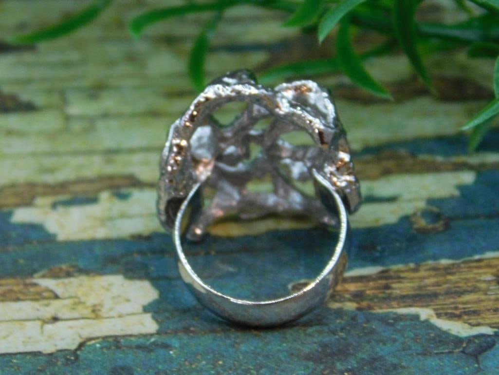 SILVER CLUSTER RING ROCK STONE LAPIDARY SPECIMEN - 3