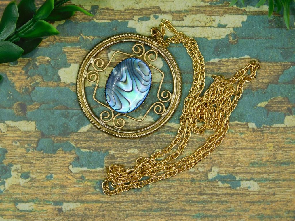 ABALONE PENDANT NECKLACE ROCK STONE LAPIDARY SPECIMEN (1 of 3)