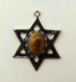 TIGERS EYE STAR OF DAVID PENDANT ROCK STONE LAPIDARY SPECIMEN: TIGERS EYE STAR OF DAVID PENDANT ROCK STONE LAPIDARY SPECIMEN
