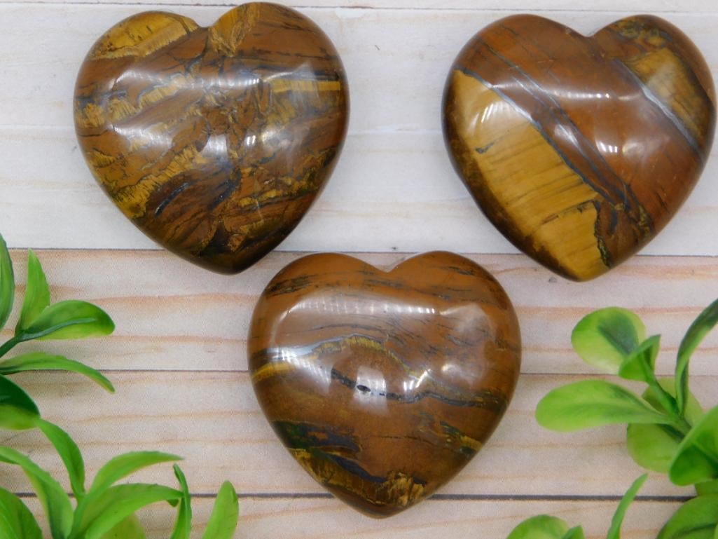 THREE TIGER IRON STONE HEARTS ROCK STONE LAPIDARY SPECIMEN (1 of 2)