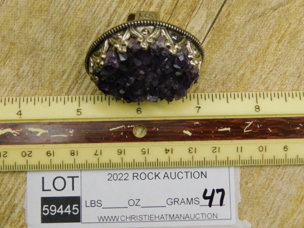 AMETHYST ADJUSTABLE RING ROCK STONE LAPIDARY SPECIMEN - 3
