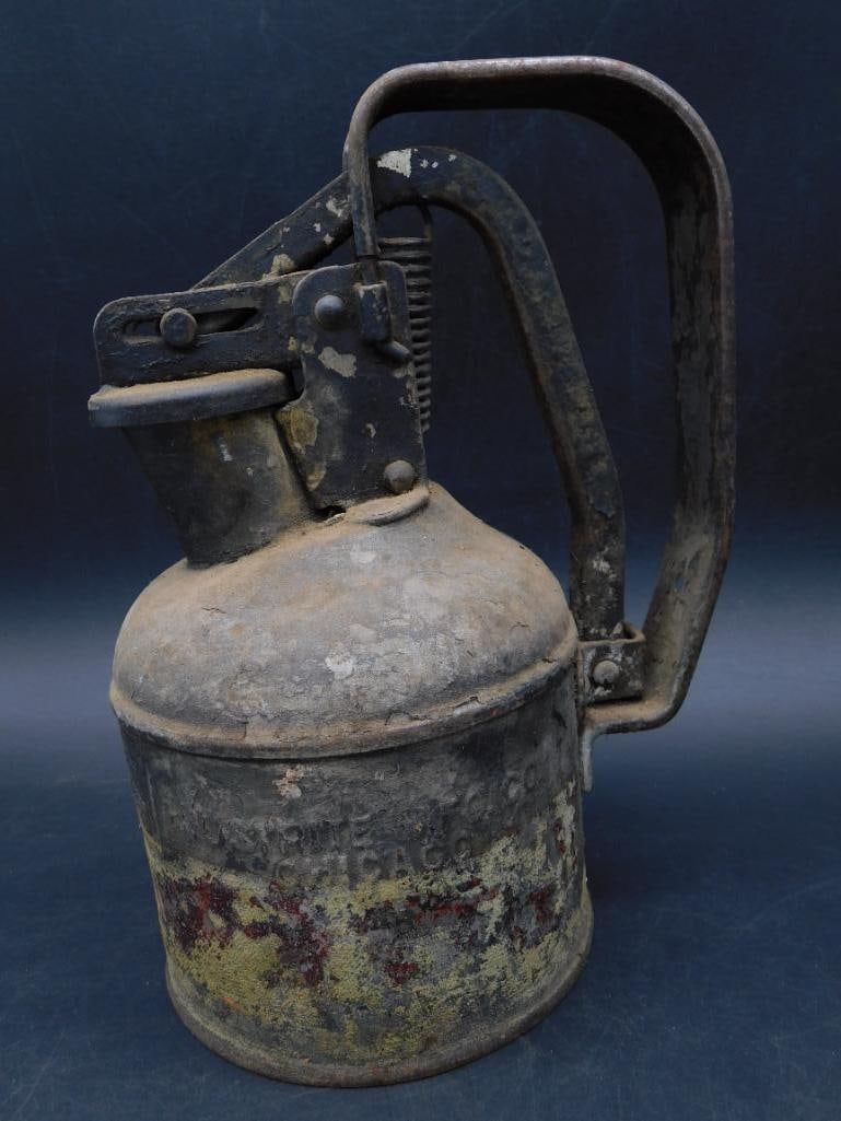 JUSTRITE CHICAGO SAFETY GAS CAN VINTAGE ANTIQUE: JUSTRITE CHICAGO SAFETY GAS CAN VINTAGE ANTIQUE