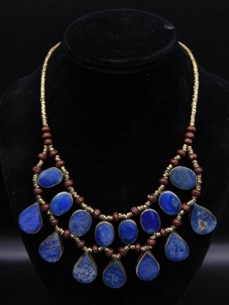 LAPIS LAZULI BIB STYLE NECKLACE ROCK STONE LAPIDARY SPECIMEN (1 of 3)