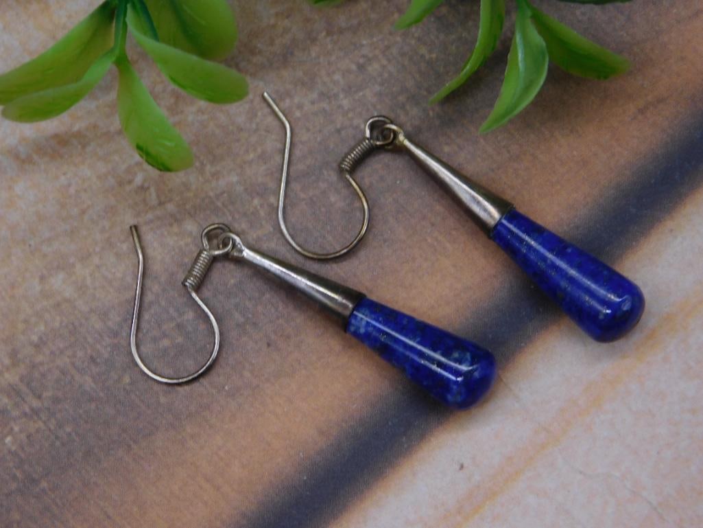 LAPIS LAZULI EARRINGS ROCK STONE LAPIDARY SPECIMEN: LAPIS LAZULI EARRINGS ROCK STONE LAPIDARY SPECIMEN