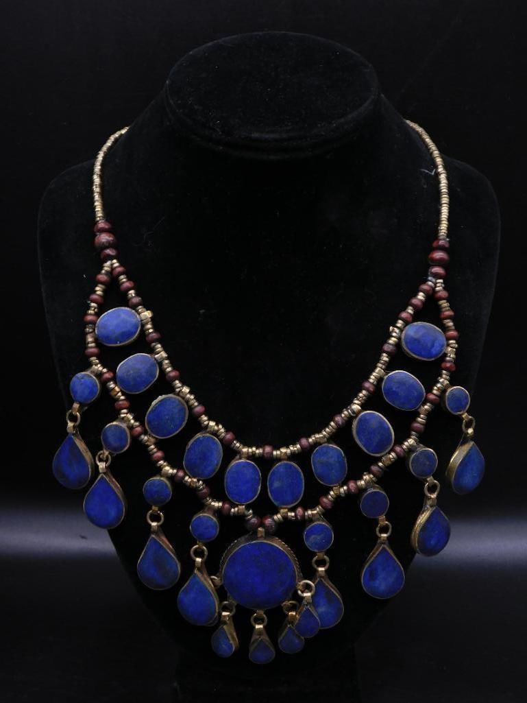 LAPIS LAZULI BIB STYLE NECKLACE ROCK STONE LAPIDARY SPECIMEN (1 of 3)