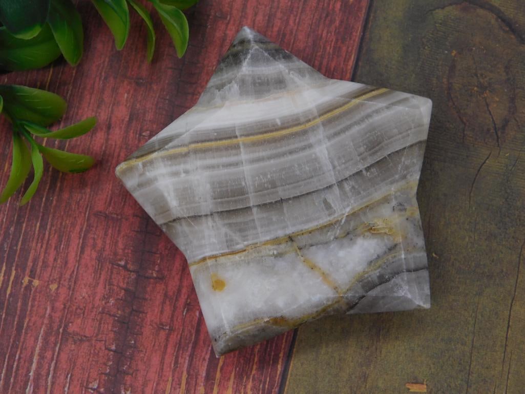 BANDED CALCITE STAR ROCK STONE LAPIDARY SPECIMEN: BANDED CALCITE STAR ROCK STONE LAPIDARY SPECIMEN
